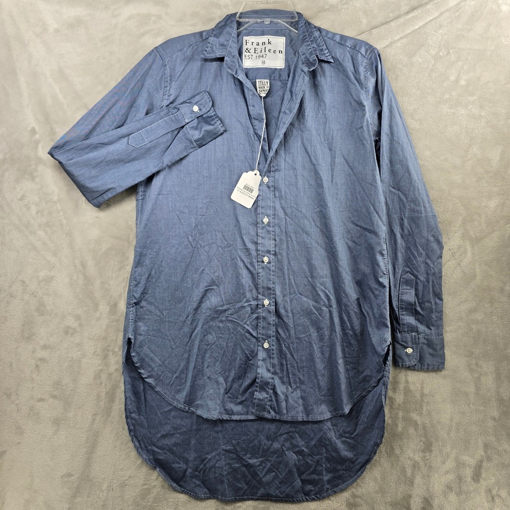 Frank & Eileen Grayson Blue Oxford Button Down Shirt Italian Fabric Size Medium